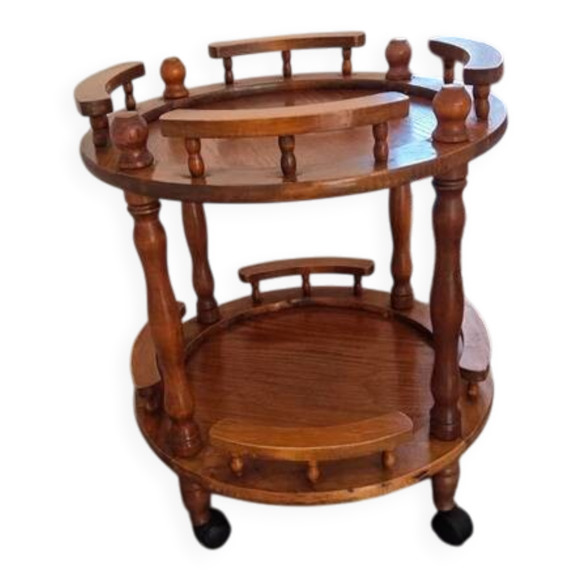 Vintage solid wood trolley on wheels