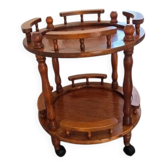 Vintage solid wood trolley on wheels