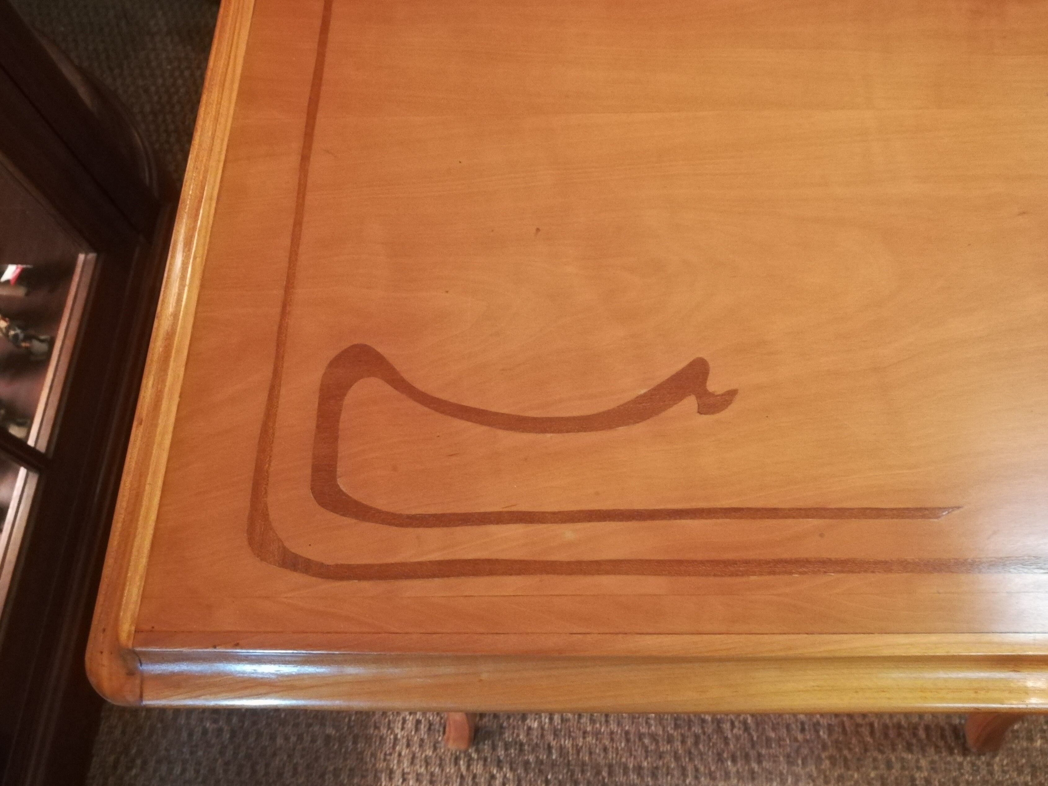 Art Nouveau-style flat desk in marquetry