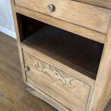 Art Deco single bedside table in solid oak, airbrushed