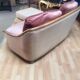 Velvet sofa and its ottoman