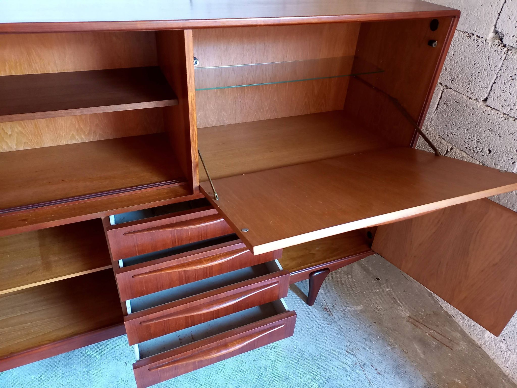 Vintage Scandinavian high row 50s 60s teak