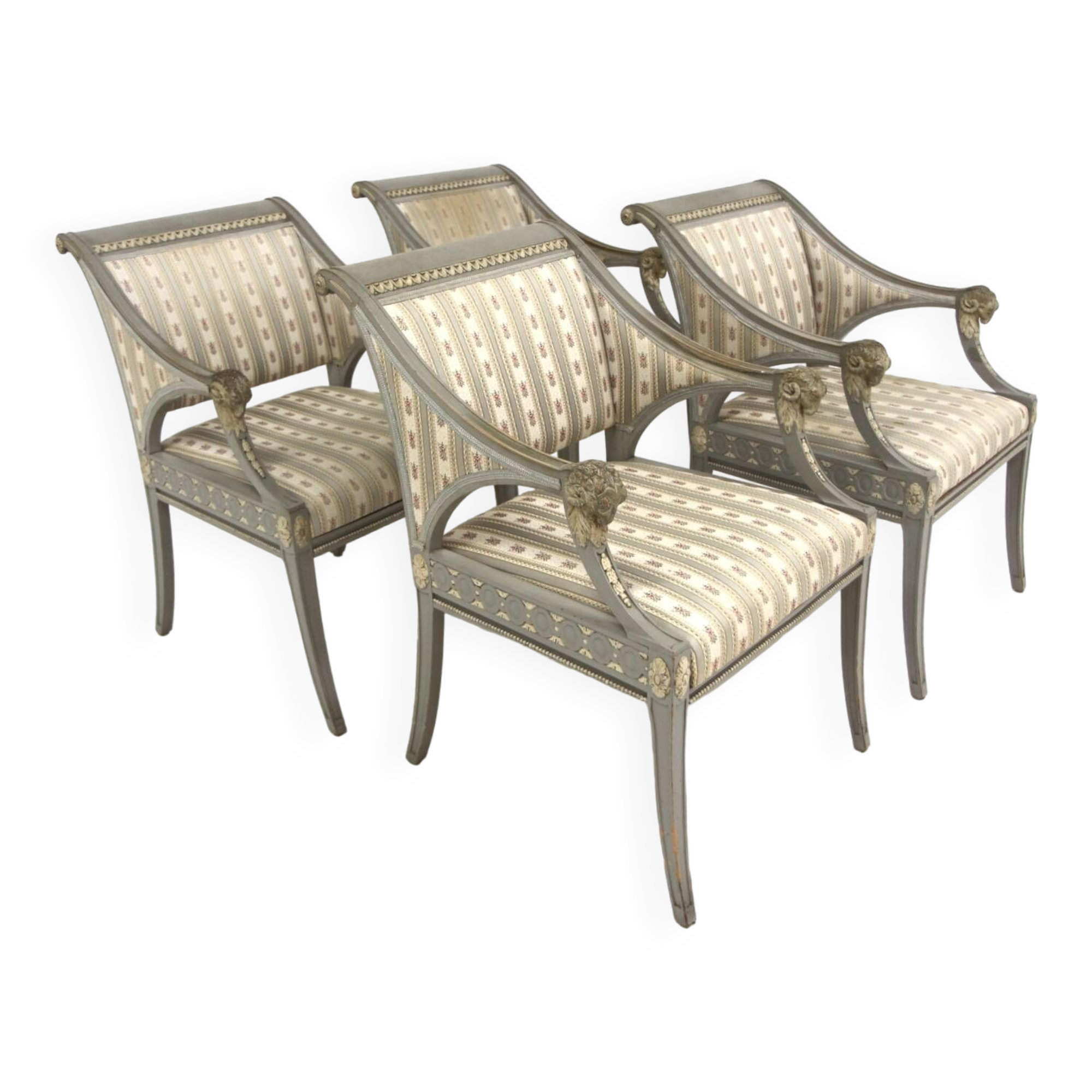 Set of 4 "Gustavian style" armchairs Lysberg & Hansen A/S, Bredgade, København, Denmark, 1920