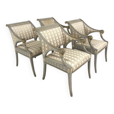 Set de 4 fauteuils ''style Gustavien'' Lysberg & Hansen A/S, Bredgade, København, Danemark, 1920