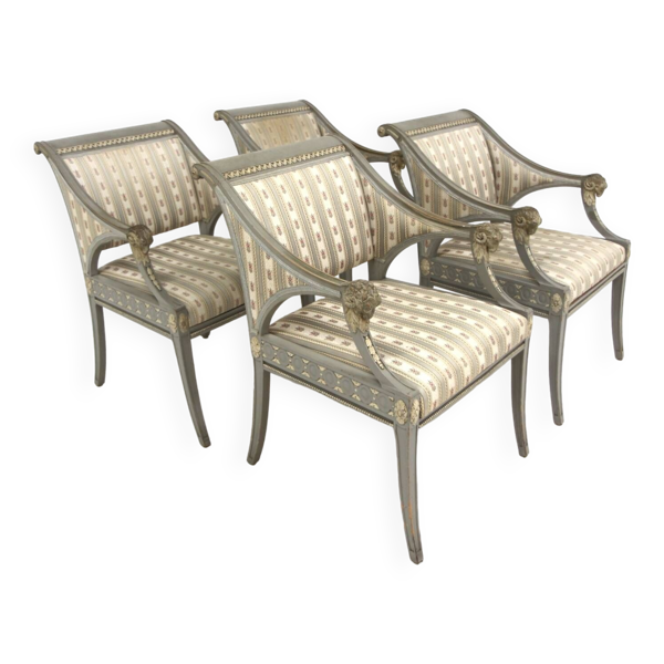 Set de 4 fauteuils ''style Gustavien'' Lysberg & Hansen A/S, Bredgade, København, Danemark, 1920