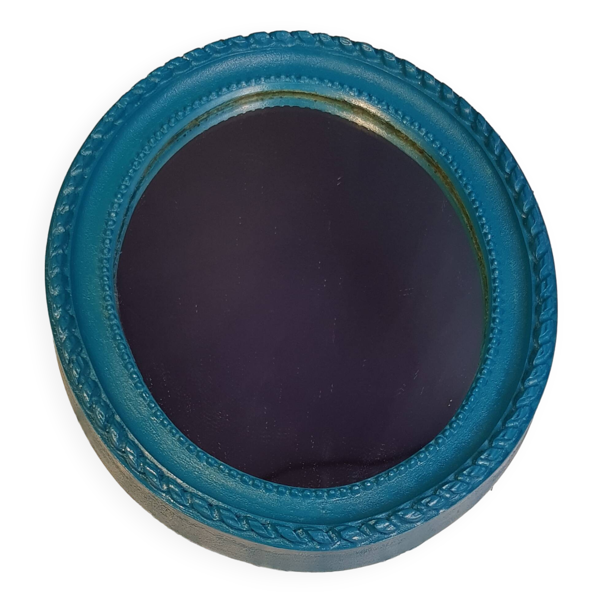 Small turquoise oval mirror