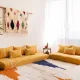 Set of yellow Moroccan floor sofa covers.