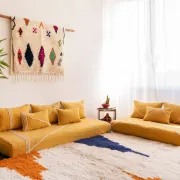 Ensemble de housses de canapé de sol marocain jaune