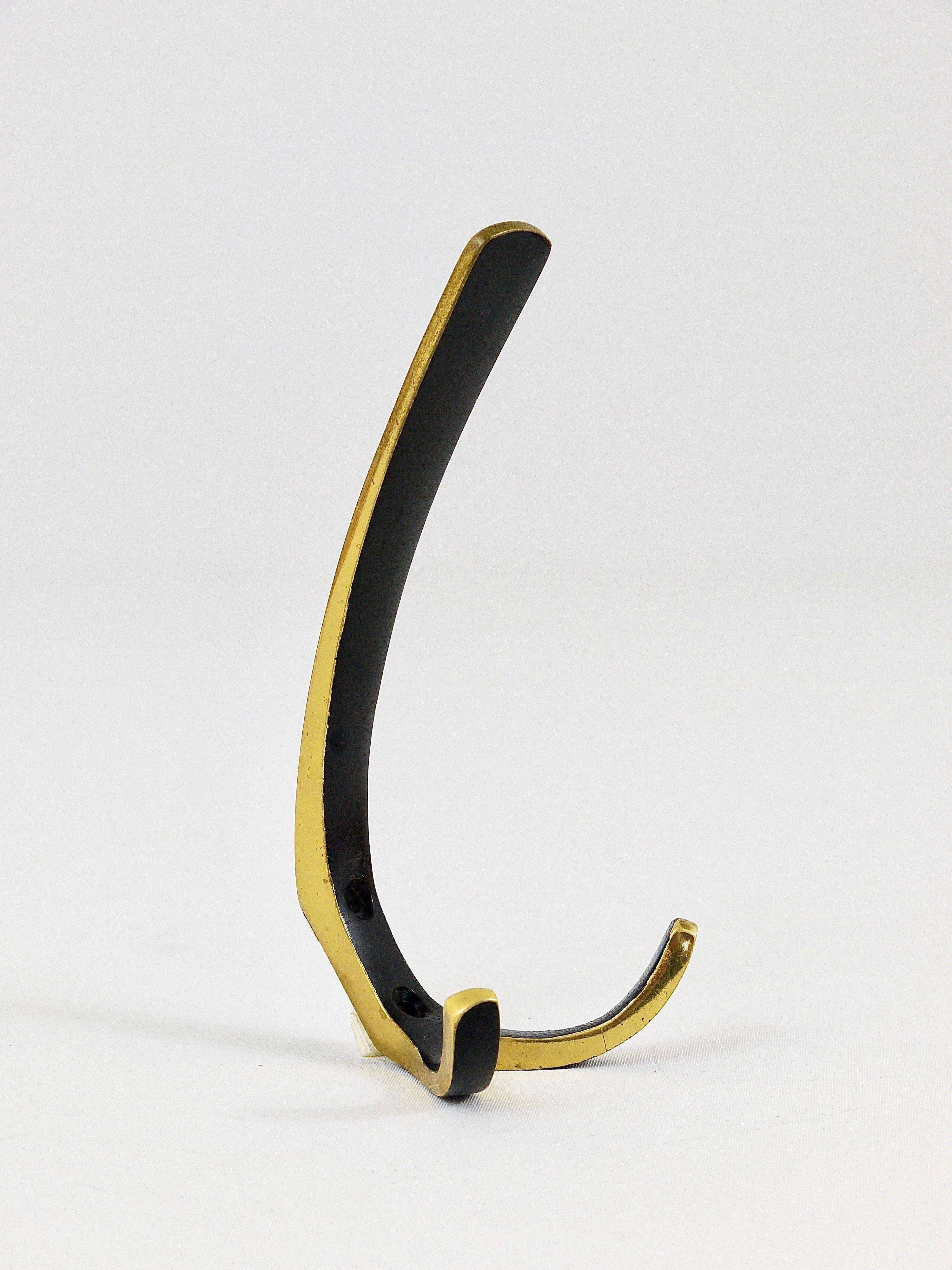 Up to 2 double wall hooks in brass from the mid-century by Herta Baller, Austria, 1950s.