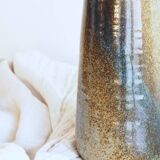 Vase ou bouteille en grès émaillé signé Hélène
