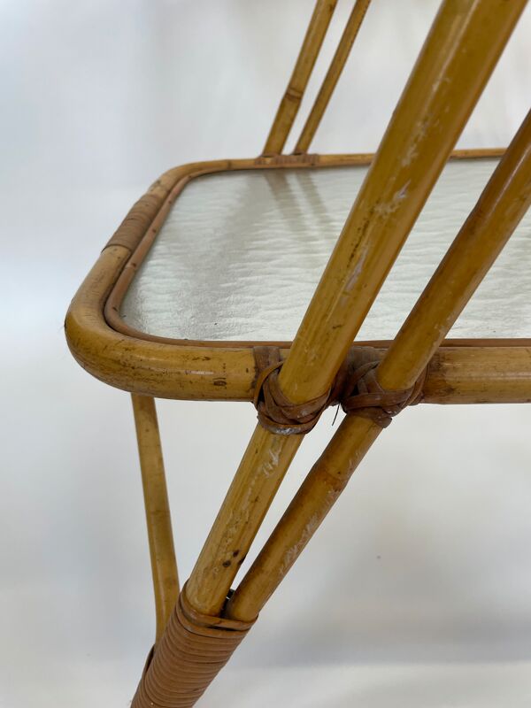 Table d’appoint en rotin vintage en bambou rotin