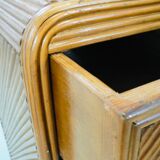 A console with split bamboo drawers