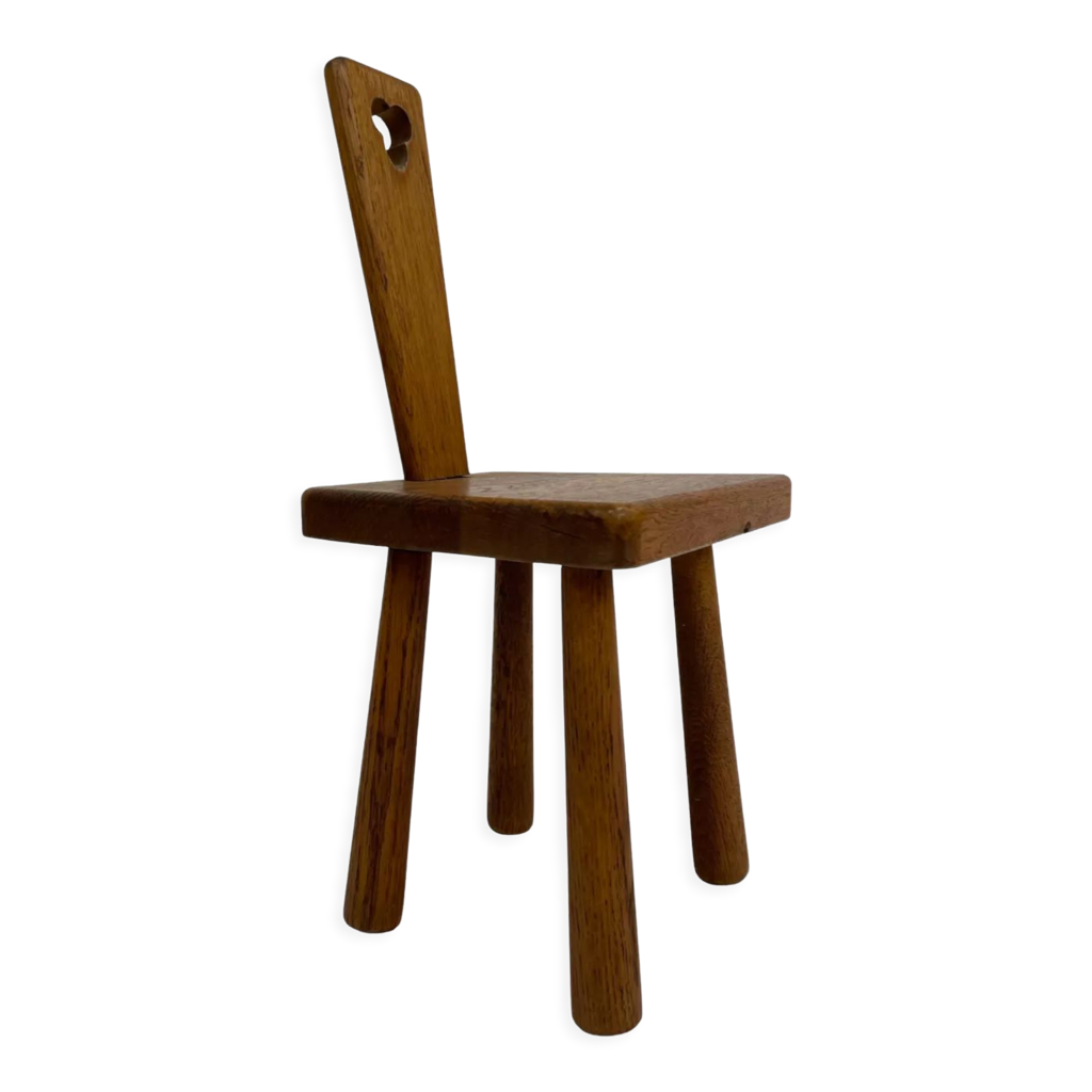 Chaise, tabouret espagnol vintage design des années 70 brutaliste Selency