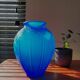 Vases art déco en persglas bleu givré avec décor floral et lignes épurées