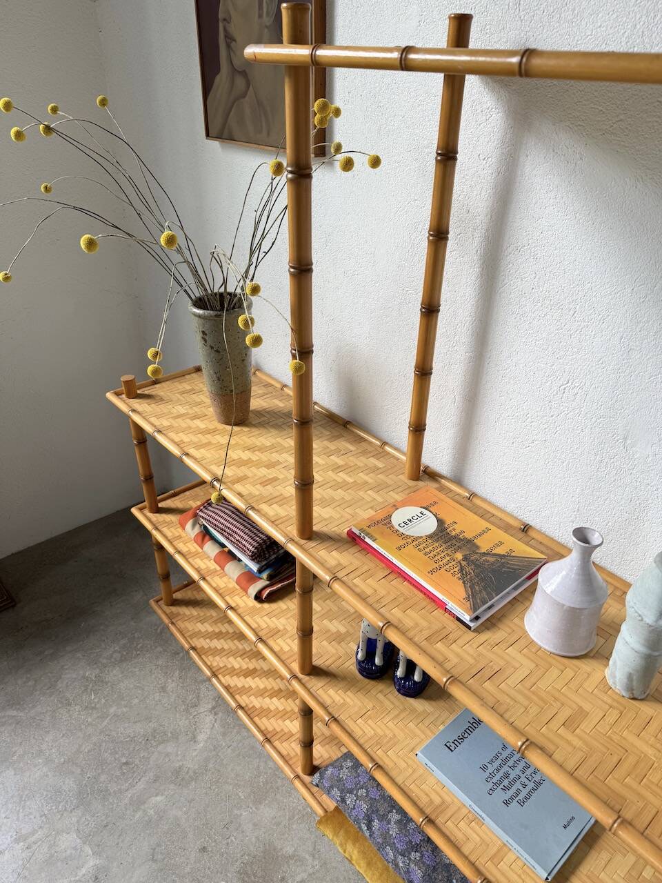 Large rattan shelf 1960