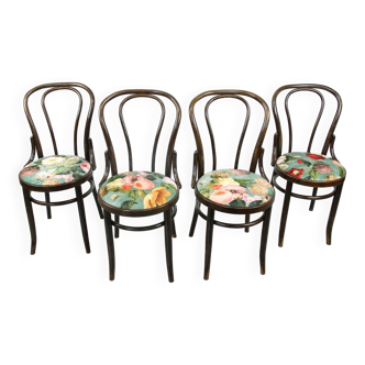 4 chaises vintage en velours n° 18 par Michael Thonet