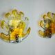 Pair of "leaf" wall lights by Murano Mazzega in orange frosted glass Italy 1970