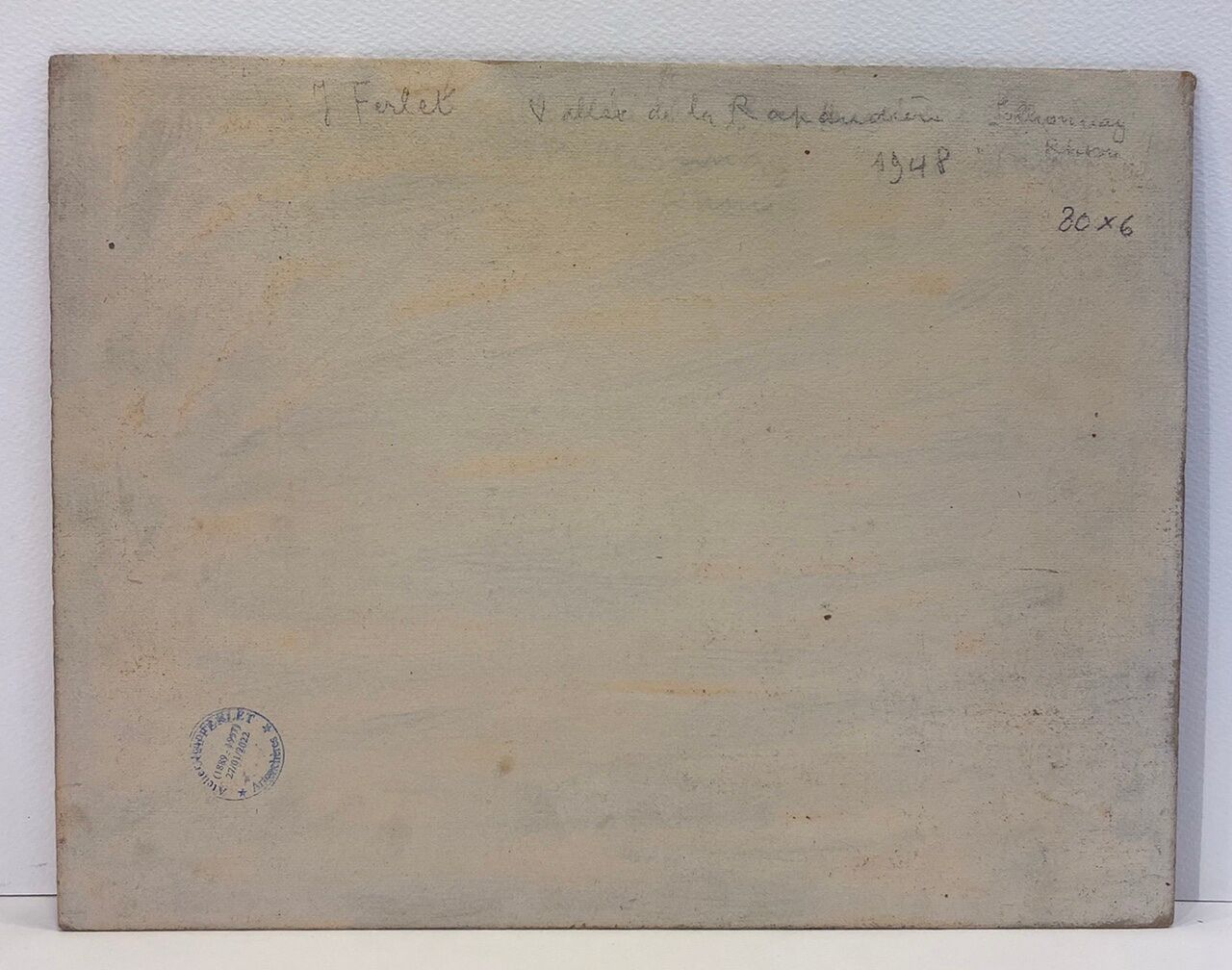 Tableau ancien, paysage Monts du Lyonnais daté 1948 et signé
