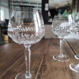 Set of 7 cut crystal wine glasses