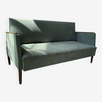 1960s Green Sofa with Teak Arms