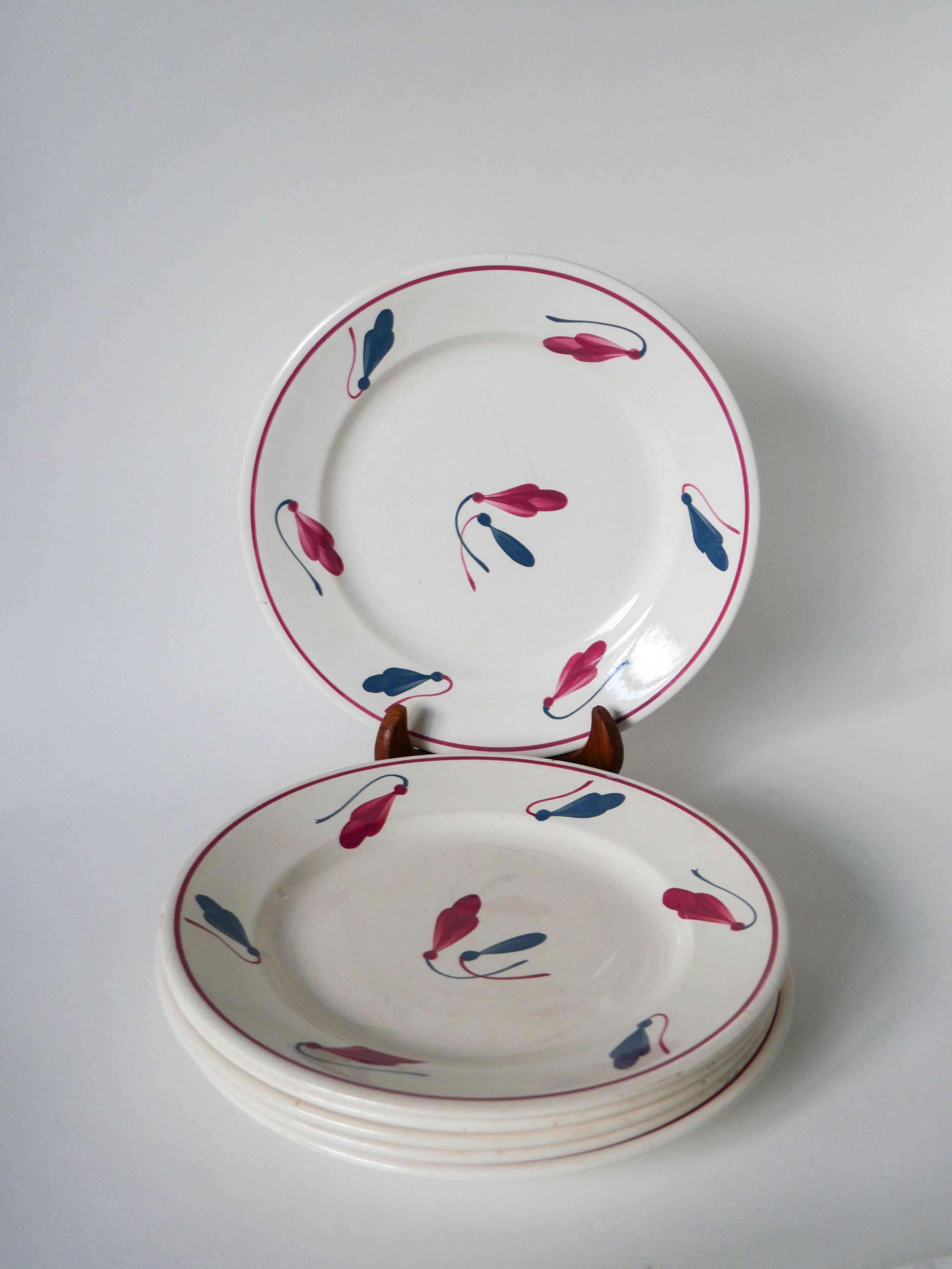 Set of 6 flat plates Givors model Perce-Neige 1950