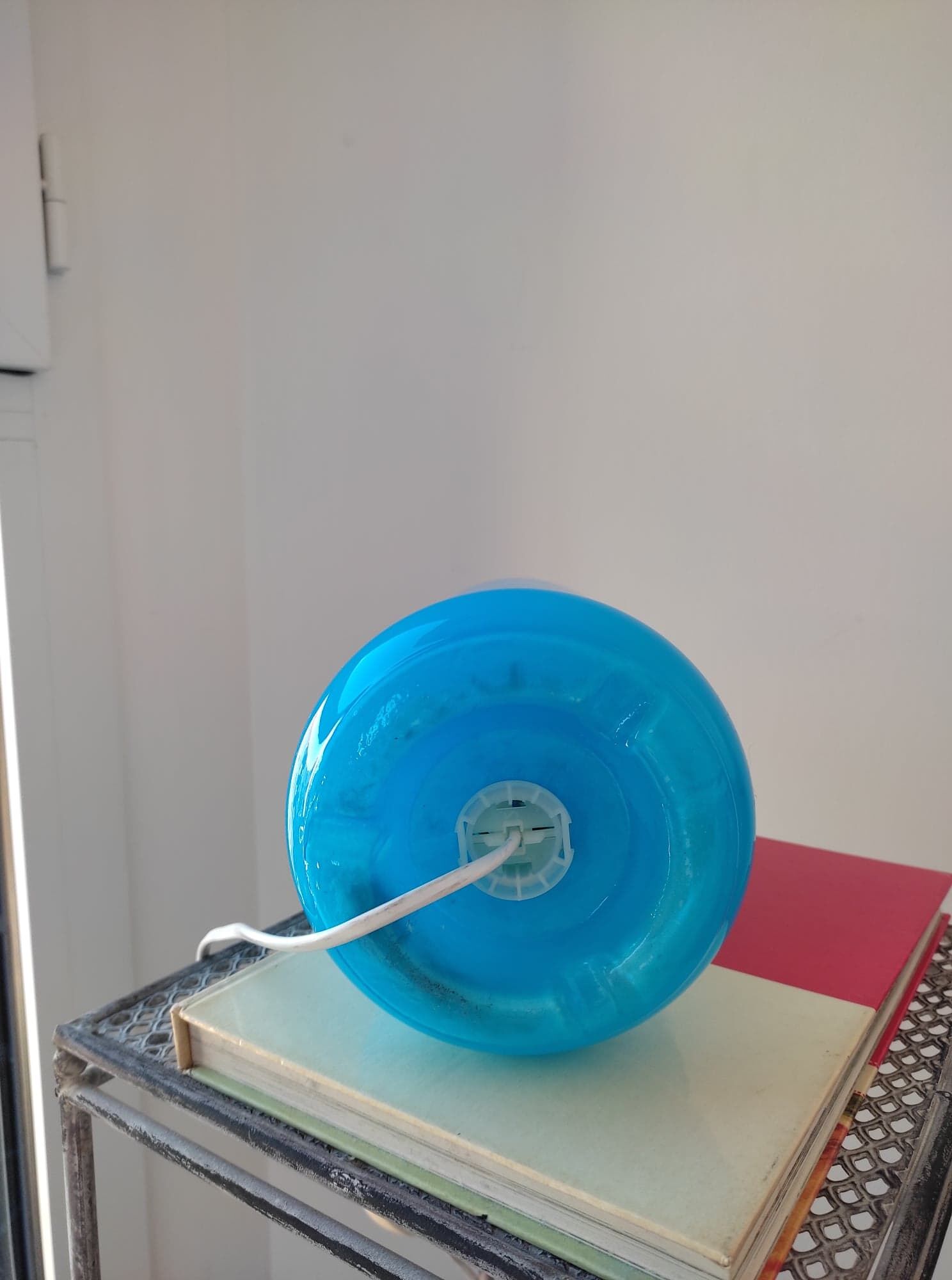 Vintage lamp Ikea Lykta turquoise blue, 90s glass