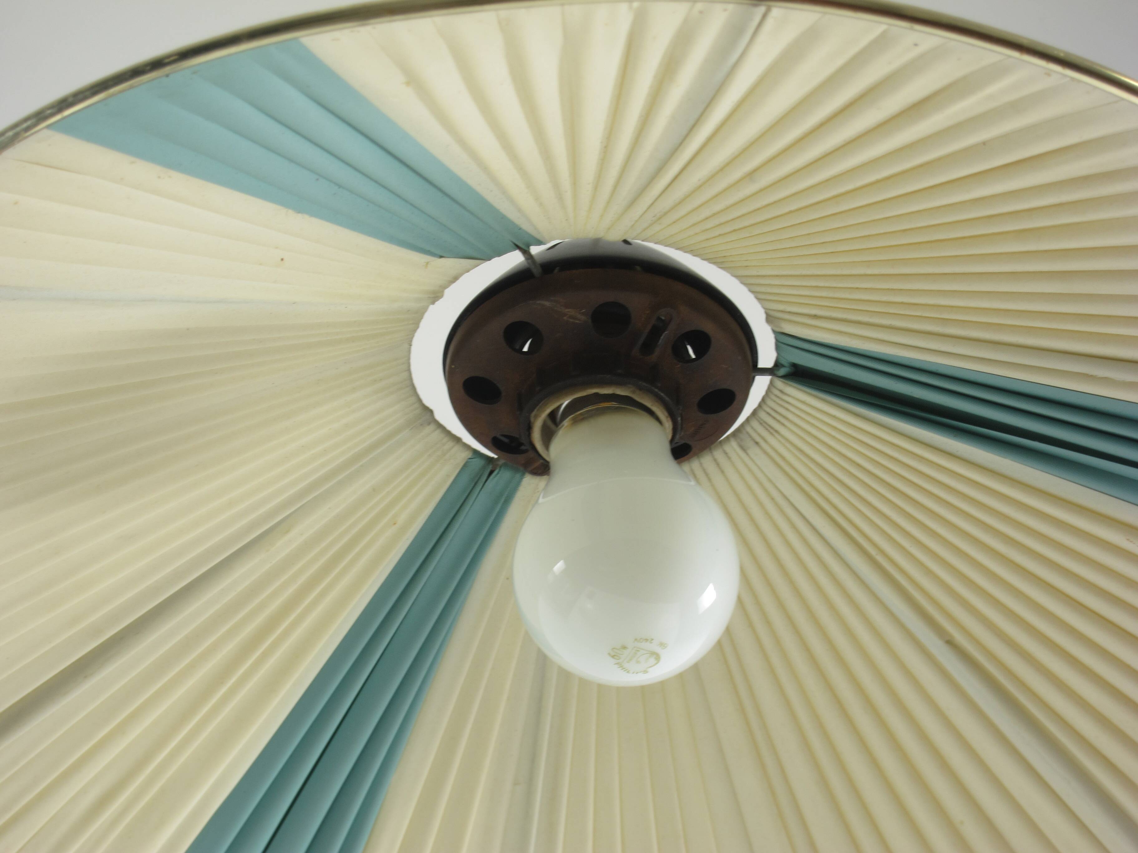 Rare Louis Kalff Philips pendant lamp with nylon bands, 1950s