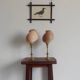 Pair of natural shells on a mid-century Swedish Skultuna brass candelabrum.
