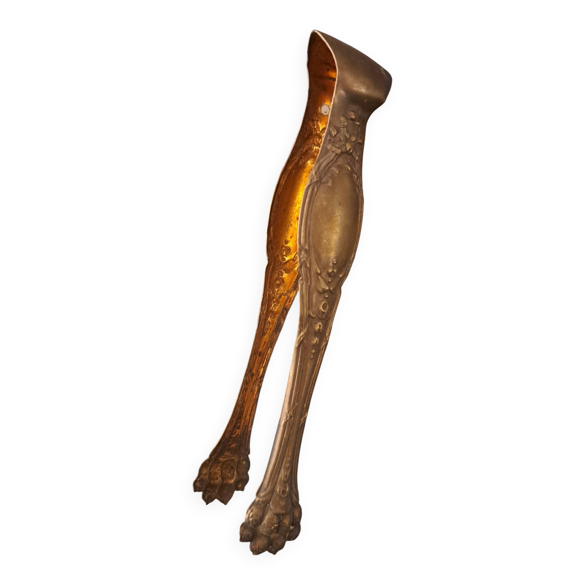 Antique sugar tongs with a system - Lion claws and Louis XV bow decoration.