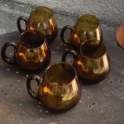 Set of 5 mugs, cups, glasses with handles, cocktail glasses, vintage glass