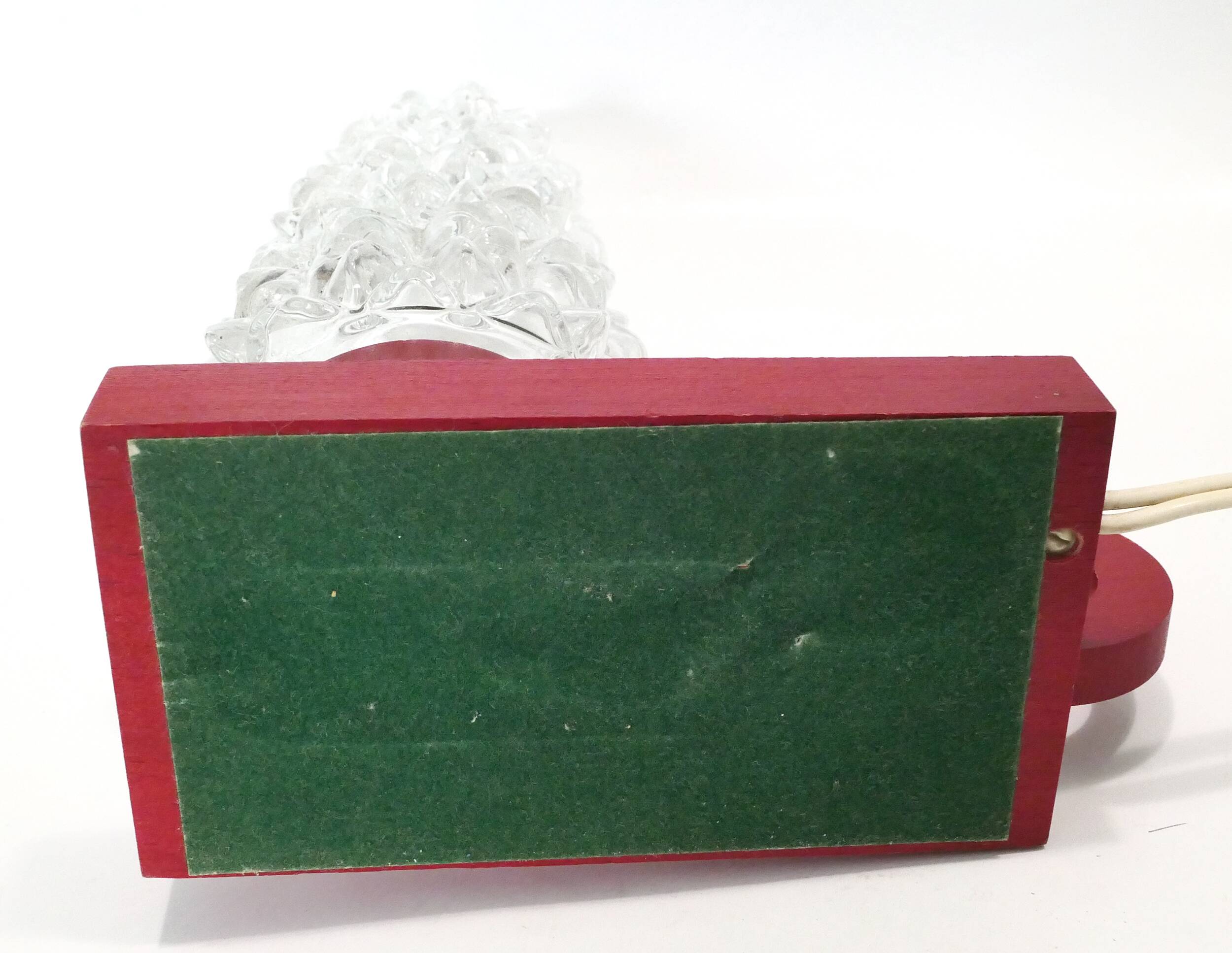 Bedside lamp in red lacquered wood and glass globe from the 1960s-70s