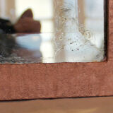 Art deco gold patinated metal mirror pink 65x105cm