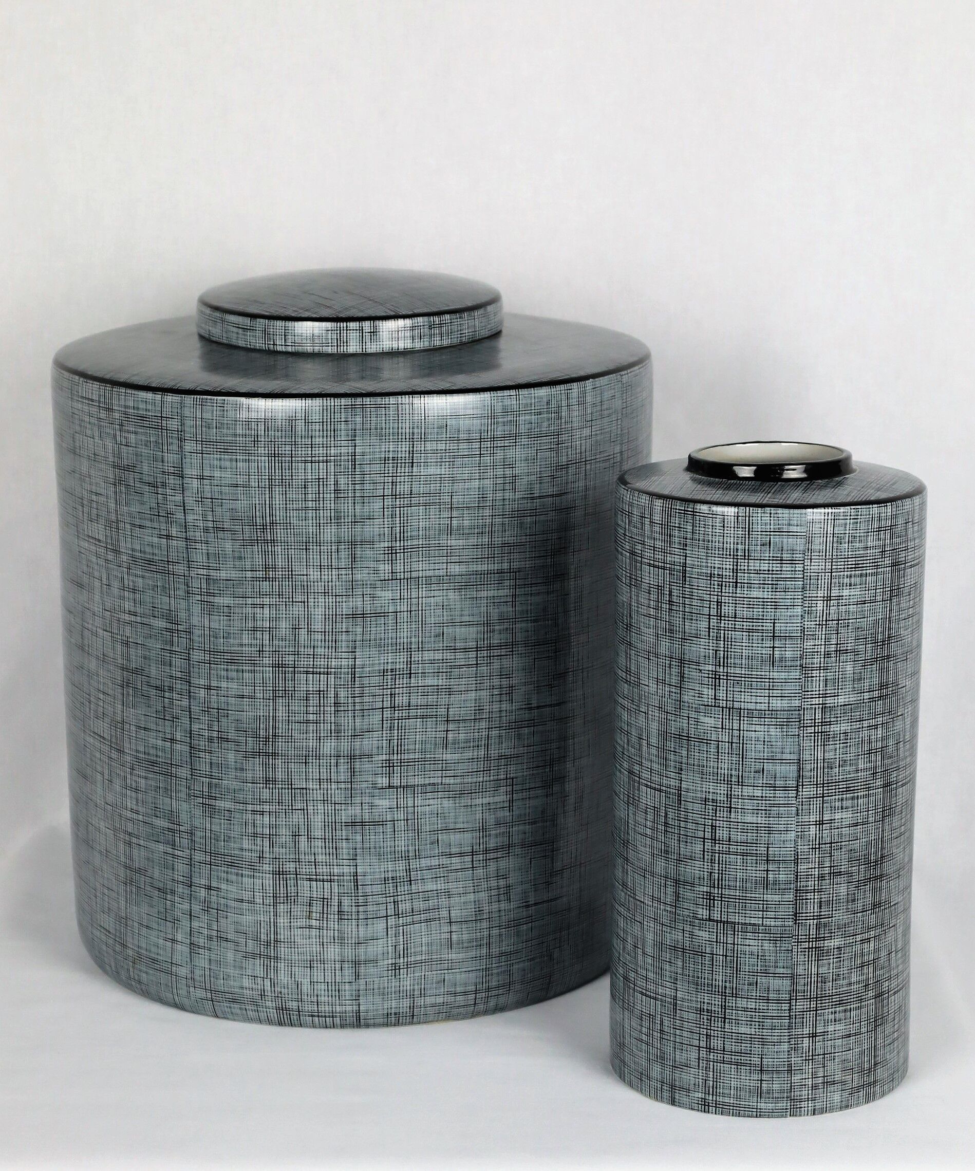 Black and grey porcelain vase by François Bernard