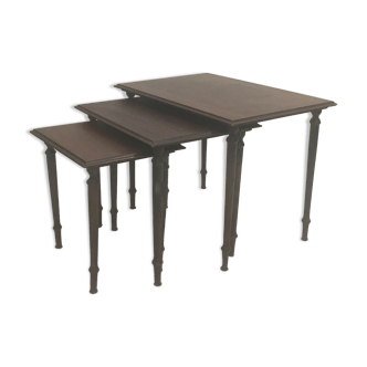 Series of 3 wooden pull-out tables