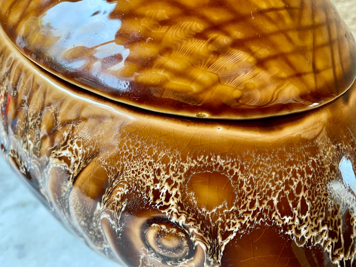 Fish service 8 plates and ceramic soup slurry Sarreguemines vintage 60