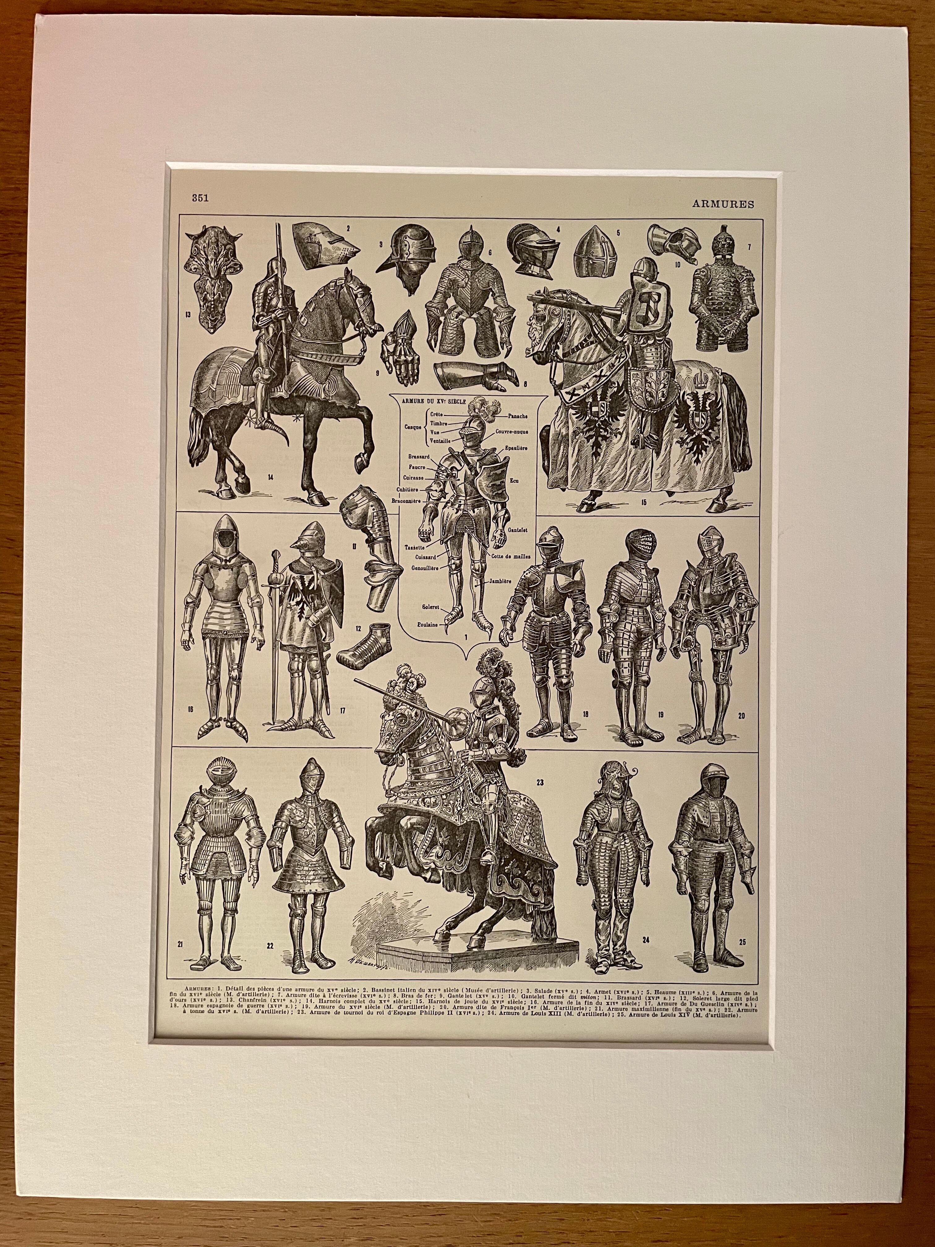 Lithograph on armor and knights - 1920