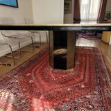 Large Lacquer and Brass Table by JC Mahey