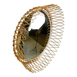 Vintage Bohemian golden sunburst mirror, 1960s