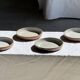Set of 6 handmade ceramic deep plates in glazed beige D19.5 H4