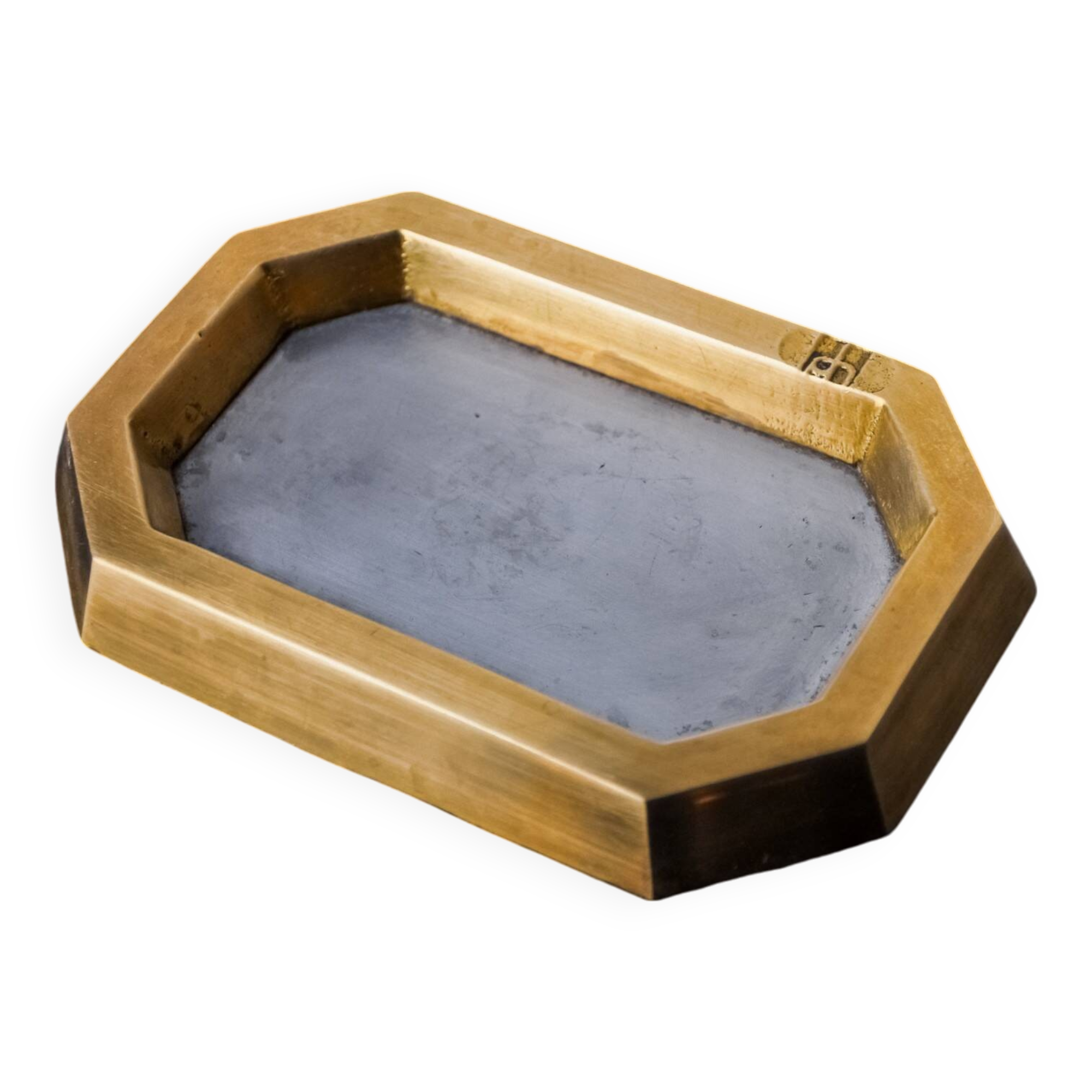 Cendrier brutaliste par david marshall, bronze et laiton, Espagne, 1970