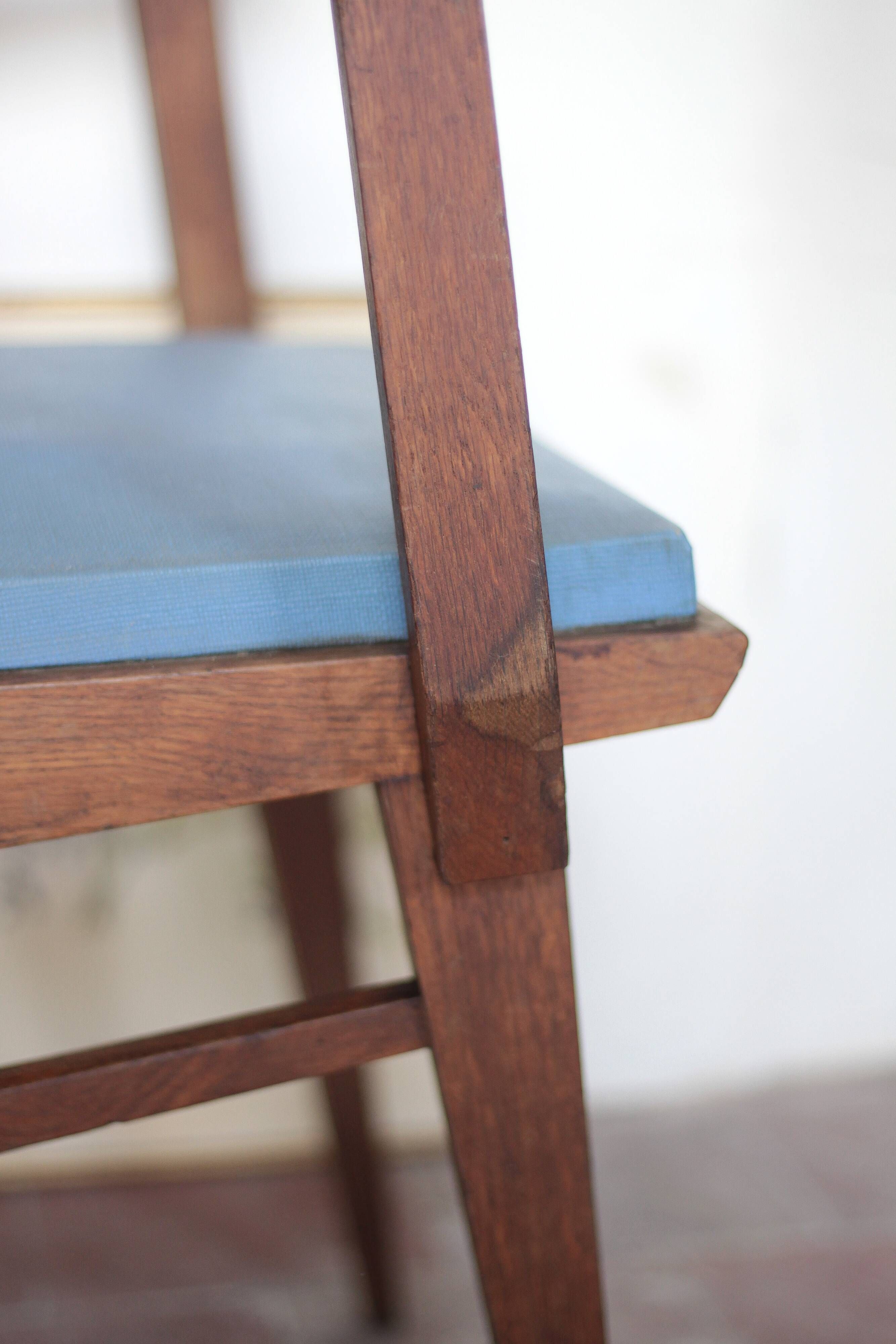 Pair of wooden bridge armchairs from the 1950s, vintage chairs.
