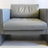 Pair of Walter Knoll gray leather armchairs design Jürgen Lange