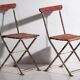 Antique red folding garden chairs (circa 1920). Set of 4 pieces