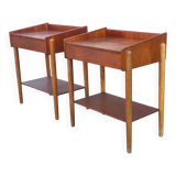 Set of 2 Danish teak and oak bedside tables attributed to Børge Mogensen, 1958