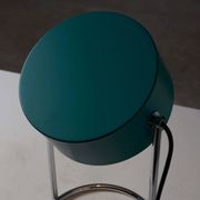 Petrol green table lamp with chromed steel base