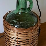 VINTAGE Green Rattan Dame Jeanne Lamp