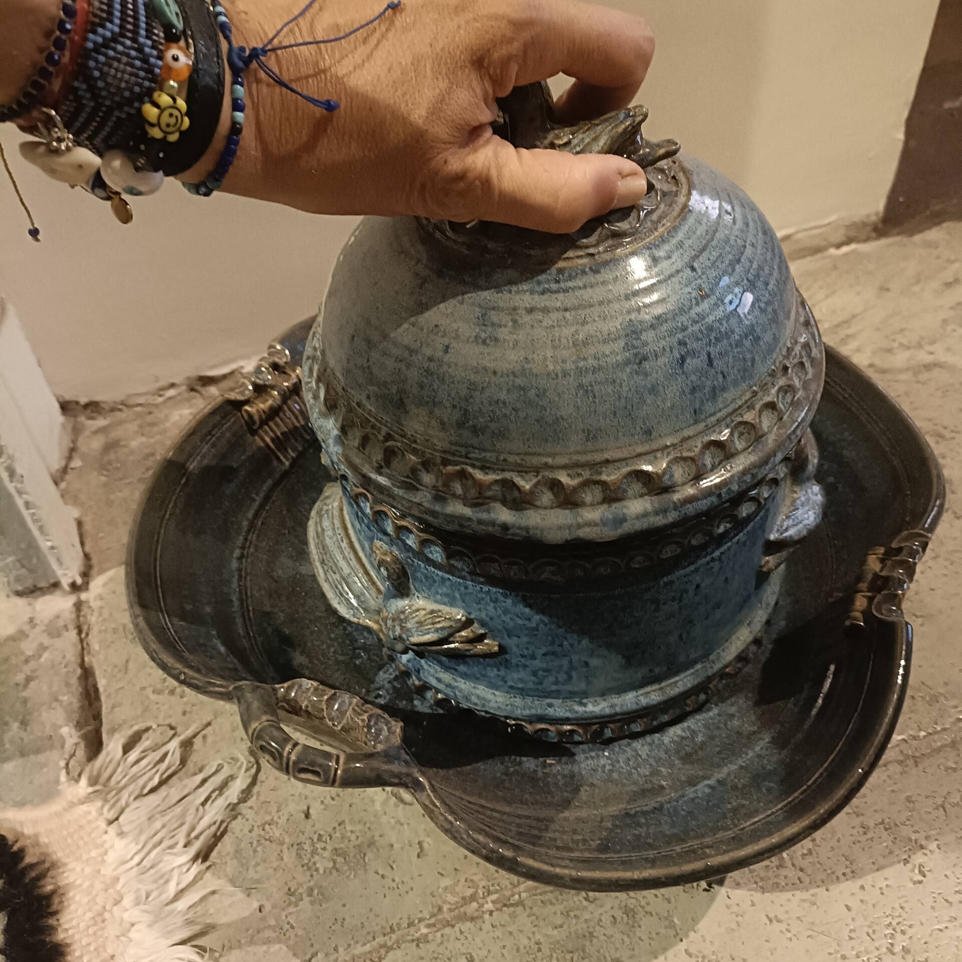 Superbe poterie en grès émaillé