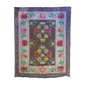 Tapis roumain antique, tissé à la main en laine, fond brun, conception florale - 200x140cm