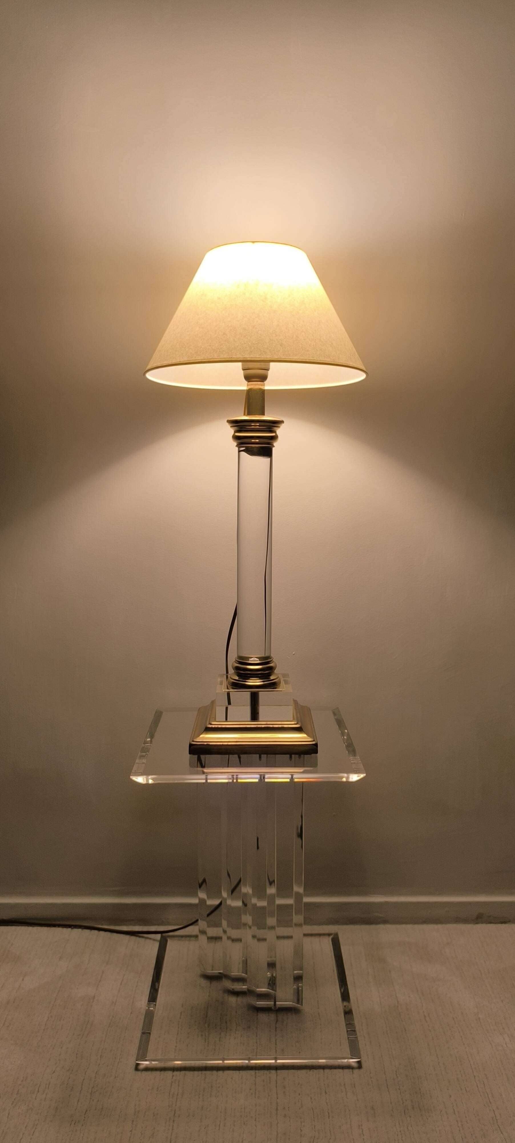 Elegant column lamp signed "Le Dauphin" vintage 70s/80s.