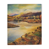 Mid-century modern landscape "reverie" vintage framed oil painting